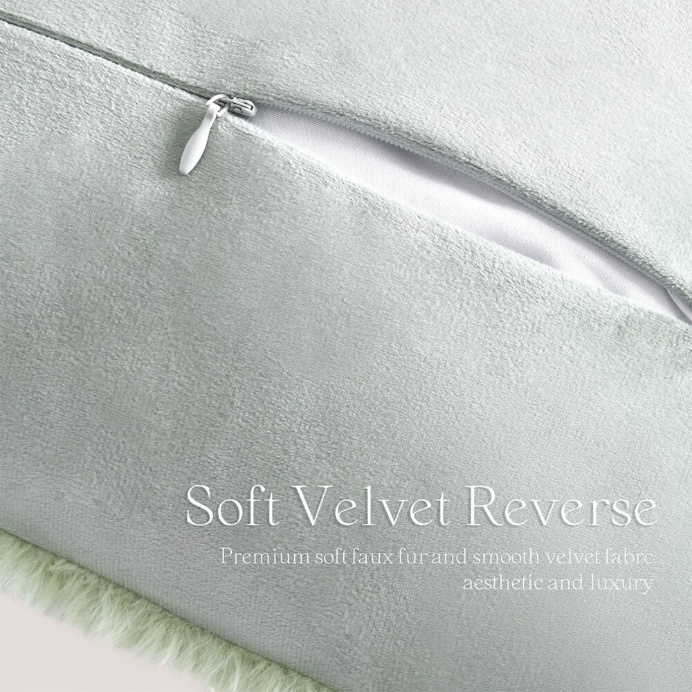 Pack De 02 Fundas De Coj&iacute;n Pelo De Conejo De Imitaci&oacute;n 45x45 Verde image number 4.0