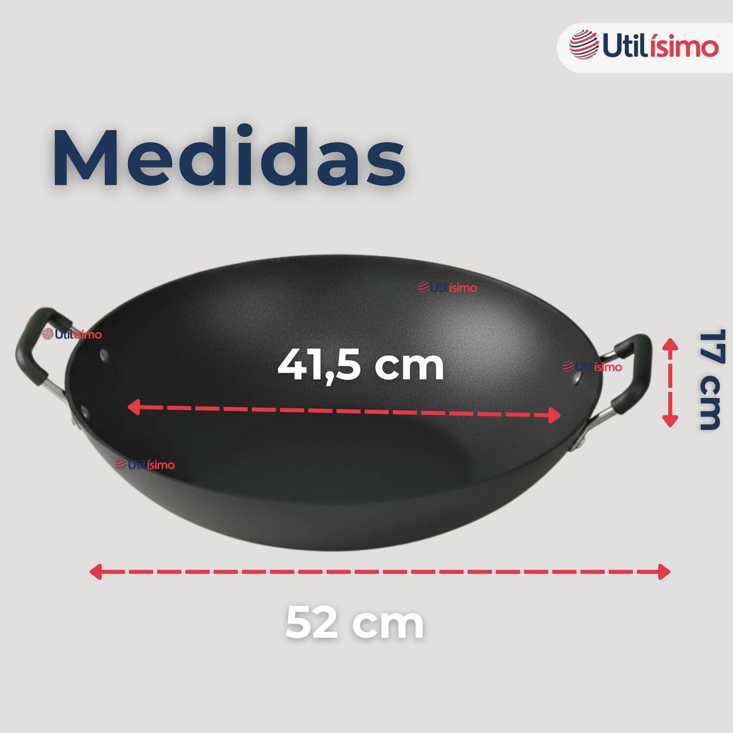 Wok Chino Acero Inoxidable Antiadherente 34cm Color Negro image number 4.0