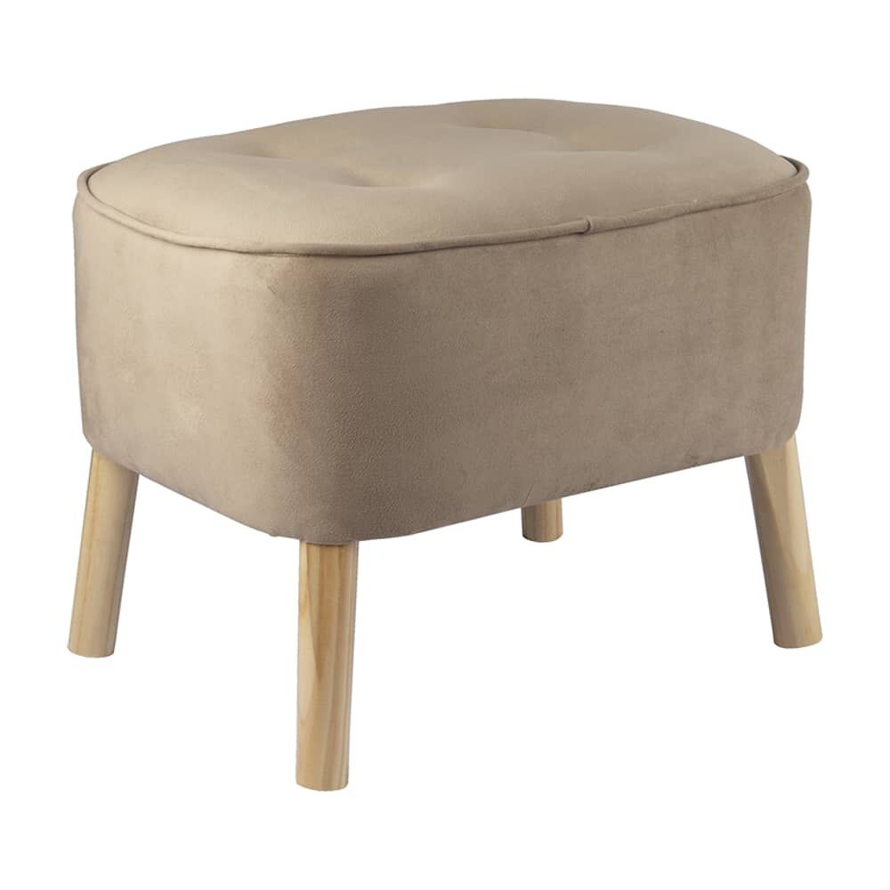 Pouf M&aacute;xima Beige Felpa 55x45x45 Cm M&aacute;xima Design image number 1.0