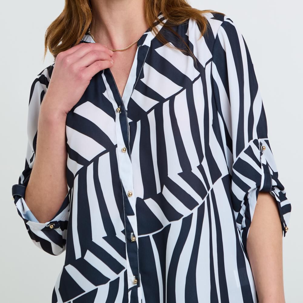 Blusa Full Print Manga 3/4 Roll Up Cuello Mao Mujer Lesage image number 4.0