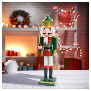 Cascanueces Navide&ntilde;o De Madera Rey Con Espada Decoraci&oacute;n 39cm