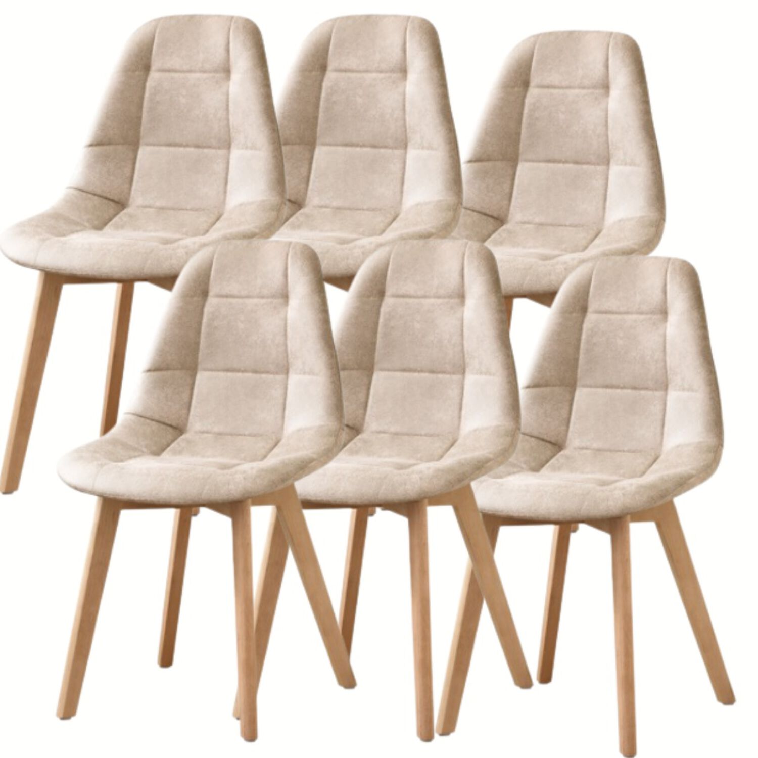 Comedor Warwick 120cm + 6 Sillas Capitonne Ecocuero Vintage Beige image number 2.0