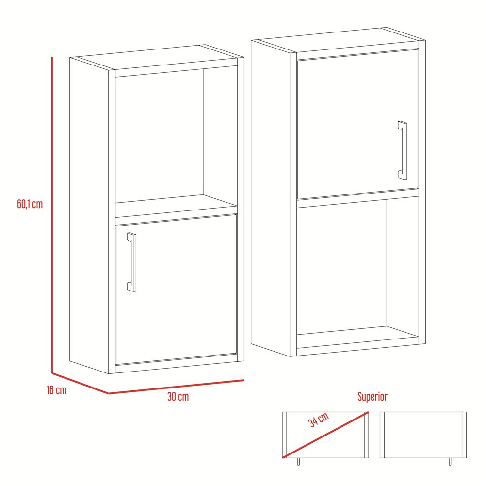 Mueble Organizador Baño Con 1 Puerta X2 Unidades Fm-001b - Blanco image number 7.0