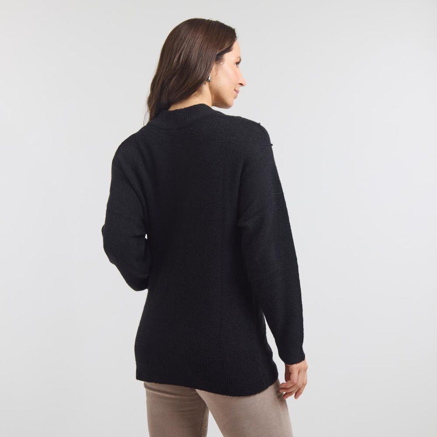 Sweater Liso Aplicaci&oacute;n Perlas Cuello Redondo Mujer Geeps image number 3.0