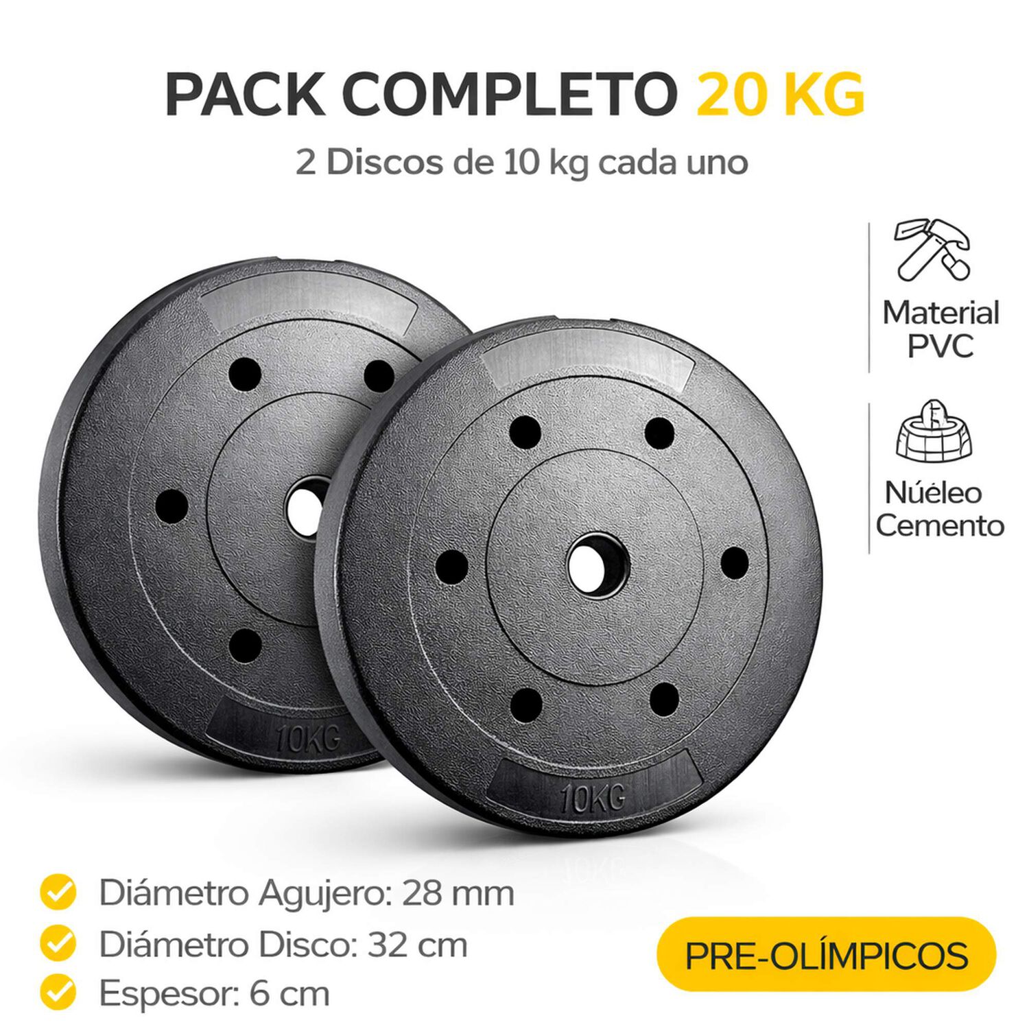 Set 2 Discos Pvc Preol&iacute;mpicos 10kg X 2 image number 3.0