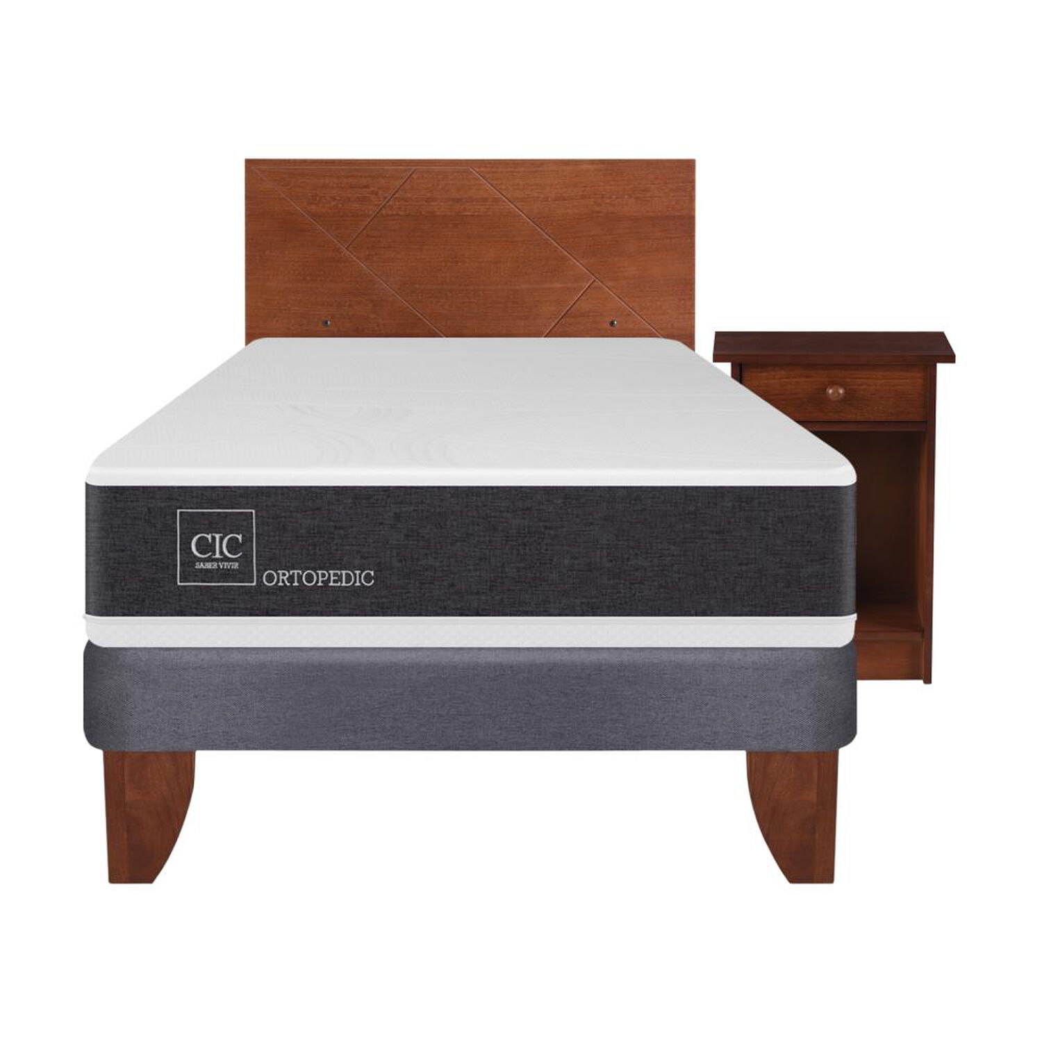 Cama Europea Cic Ortopedic / 1.5 Plazas / Base Normal + Set De Maderas image number 0.0
