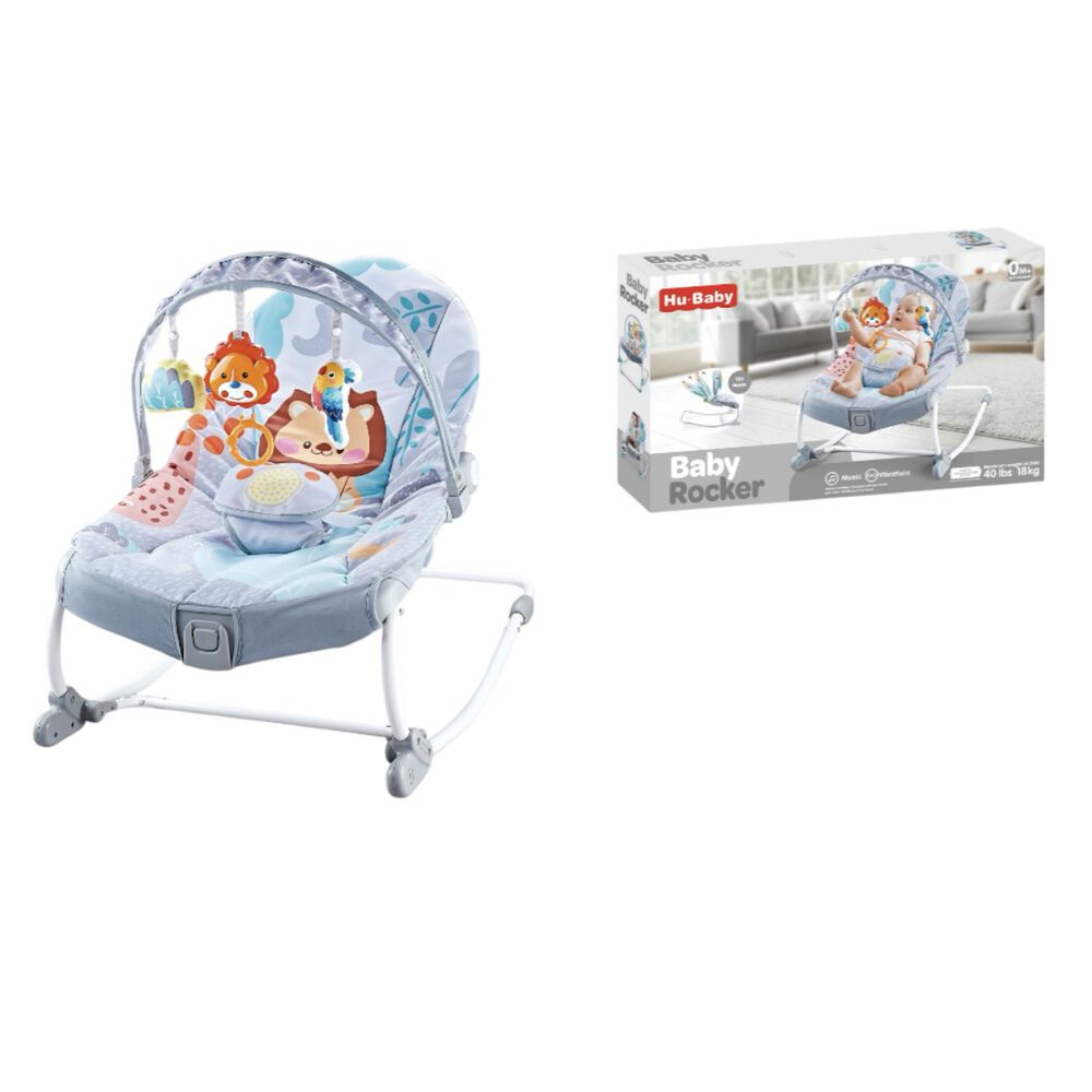 Mecedora Bebé Silla Nido Musical Vibración Azul Lubabycas image number 0.0