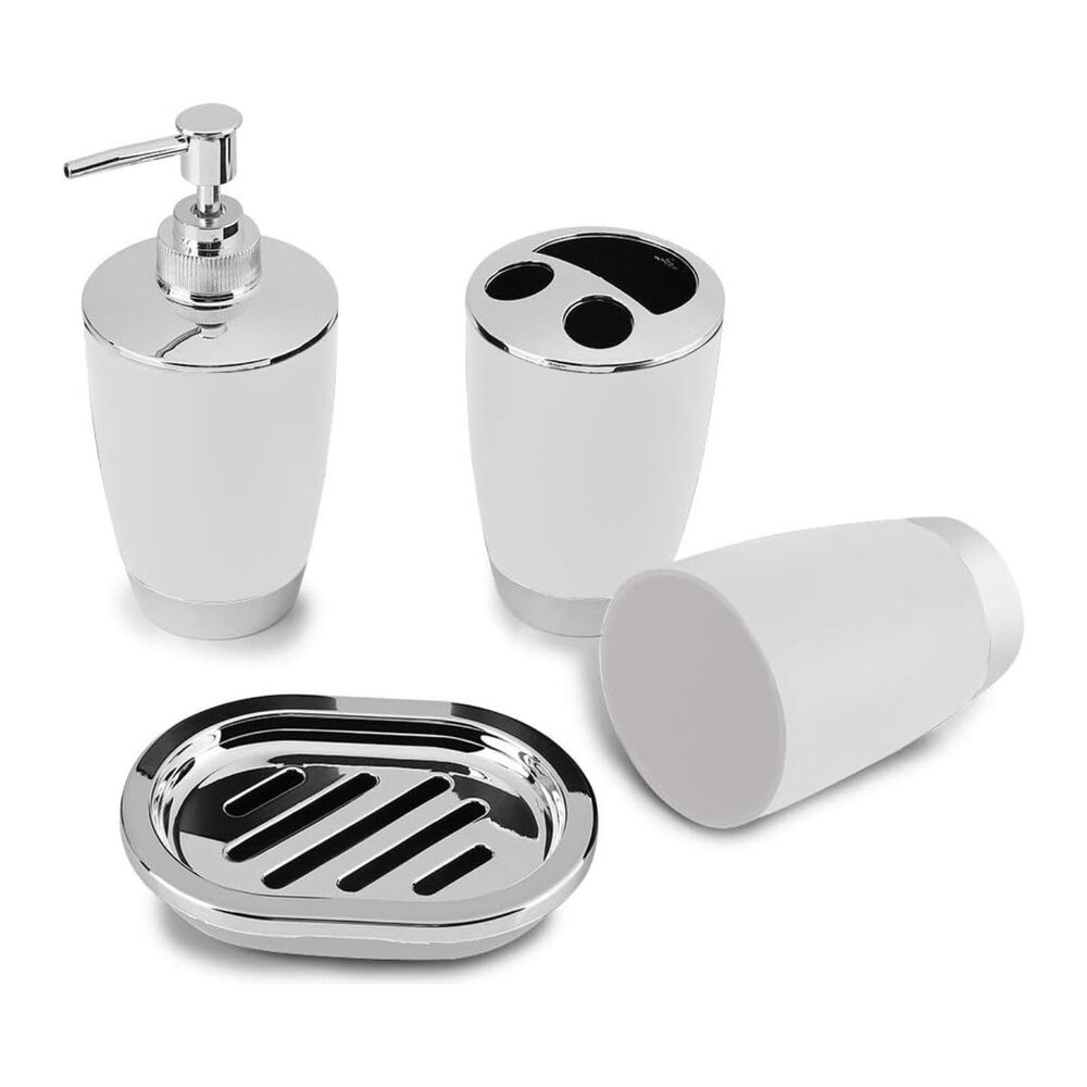 Set 4 Piezas Portacepillos Jabonera Accesorios De Baño image number 0.0