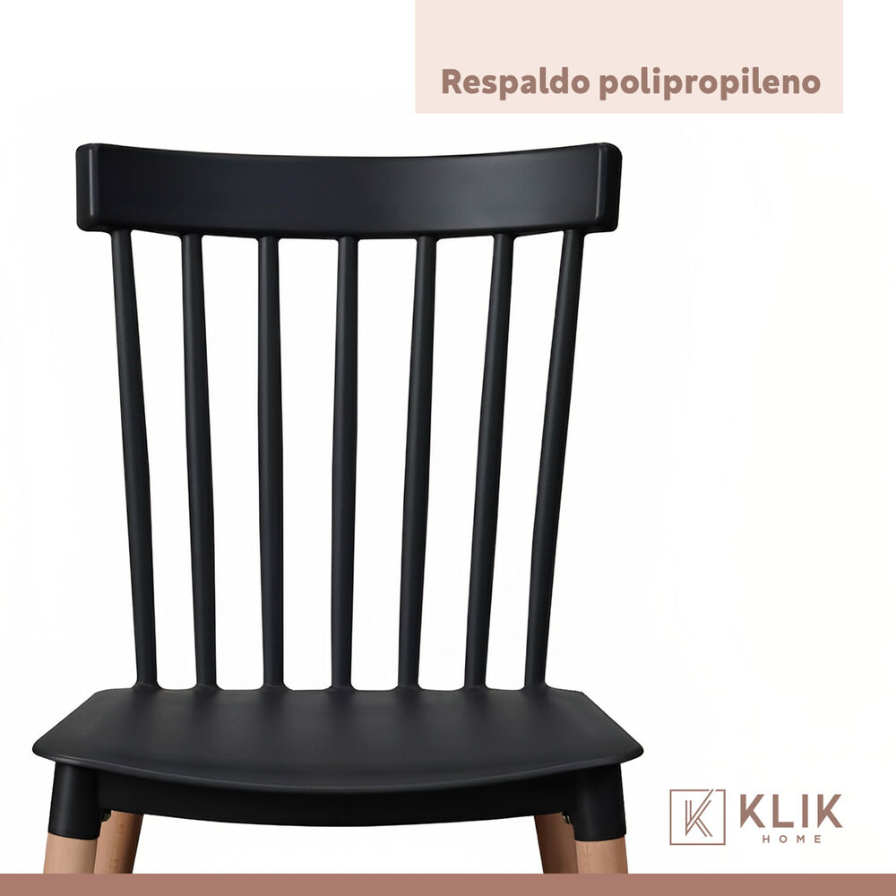 Comedor Mesa Redonda Negra 80cm + 4 Sillas Windsor Negras image number 6.0