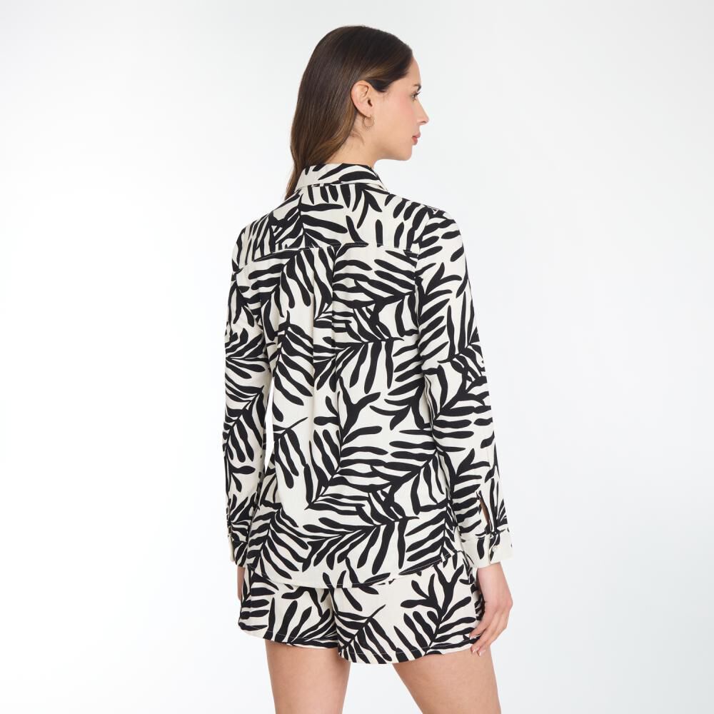 Blusa Estampada Regular Manga Larga Cuello Camisero Mujer Kimera image number 3.0