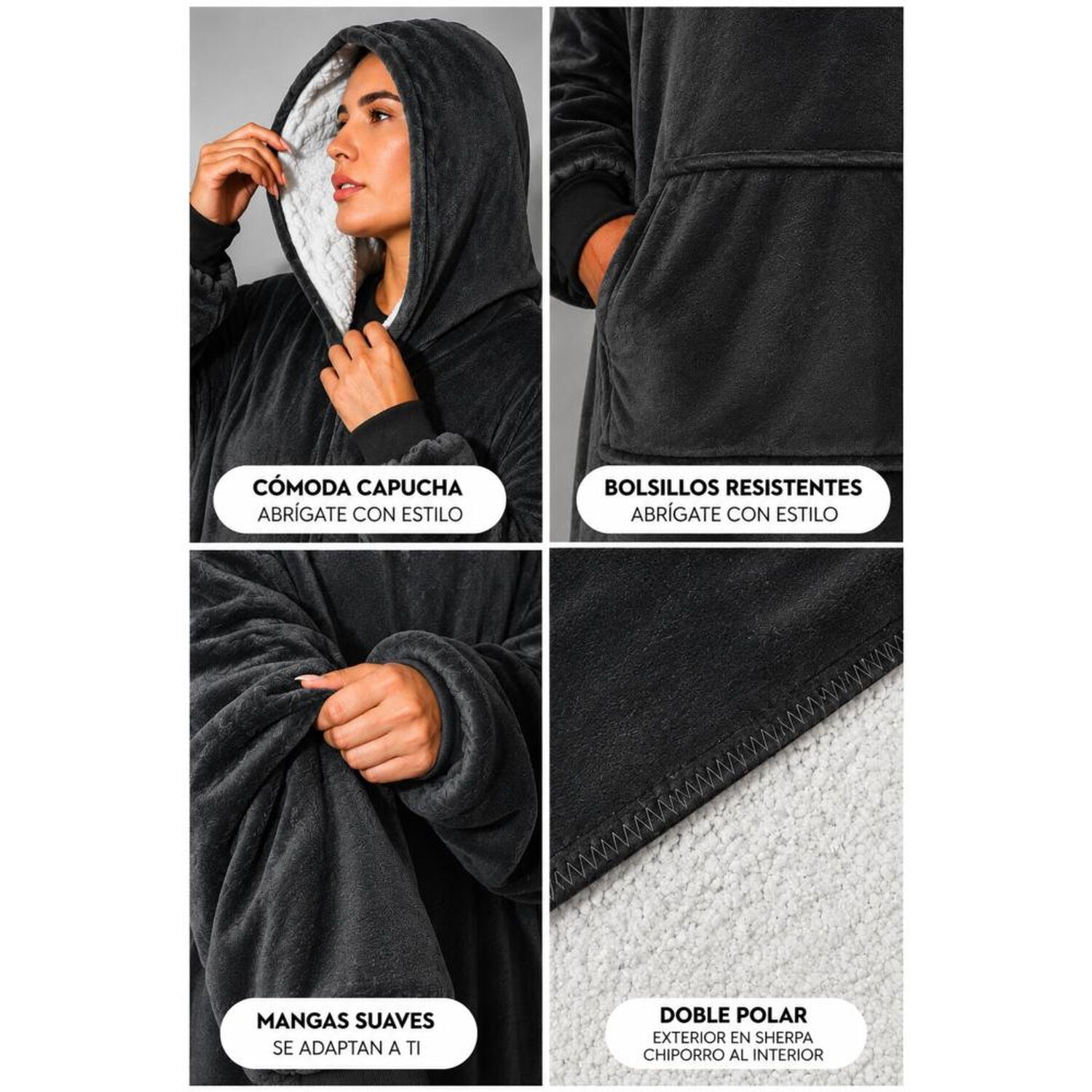 Poleron Felpa Capucha Manta Polar Invierno Unisex Talla Unic image number 54.0