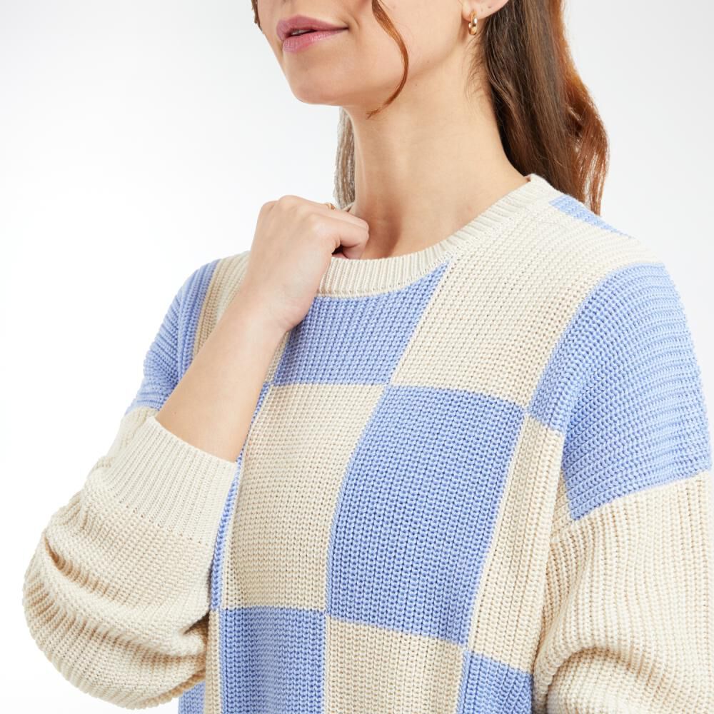 Sweater Cuadros Color Regular Cuello Redondo Mujer Freedom image number 4.0