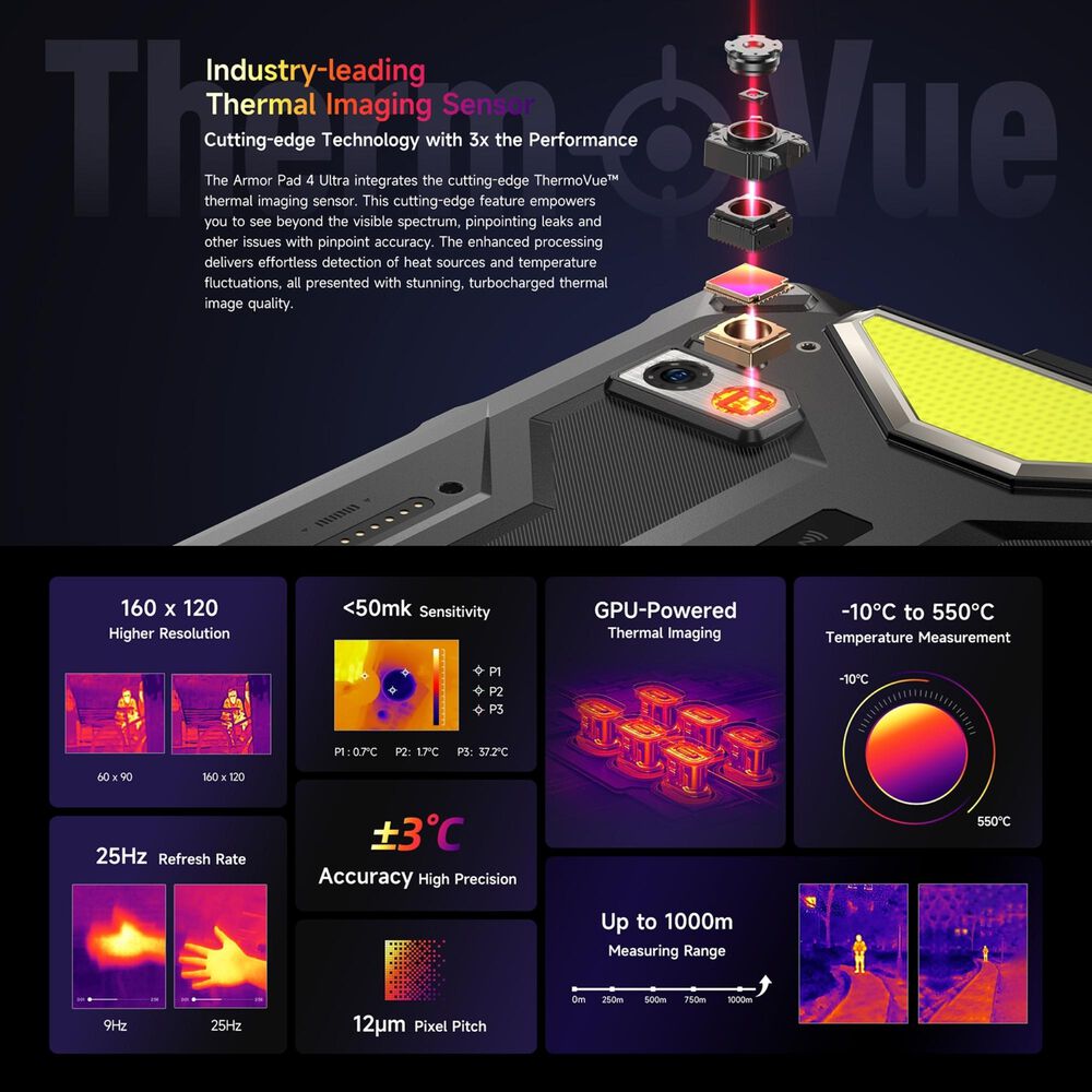 Ulefone Armor Pad 4 Ultra Con Cámara Térmica - Tablet Rugged 10.36" 5g, 8gb Ram, 256gb image number 3.0