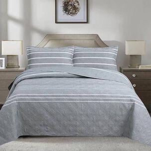Quilt Andes Estampado King Listado Gris