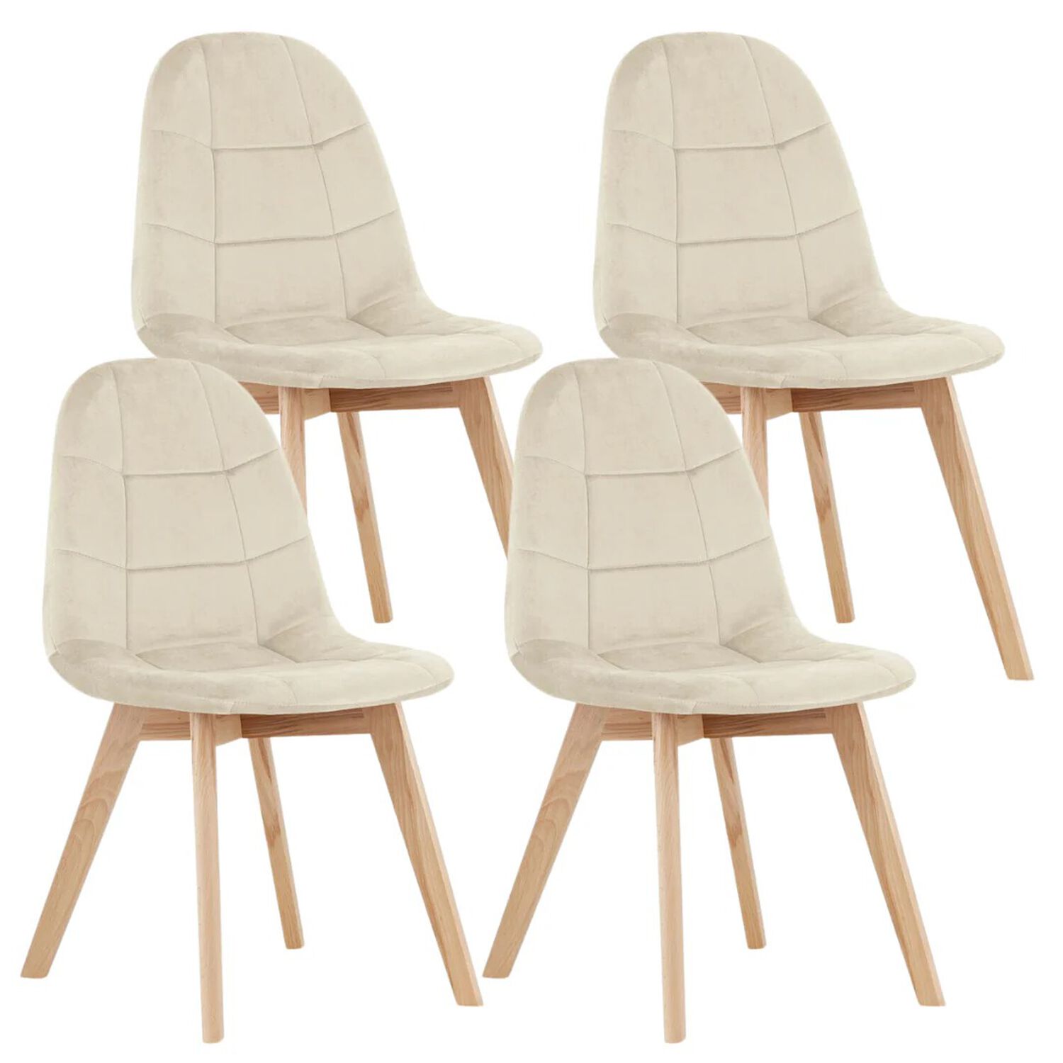 Pack 4 Sillas Capitonne Velvet Beige image number 0.0