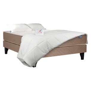 Cama Europea Celta Bamboo / 2 Plazas / Base Normal + Textil
