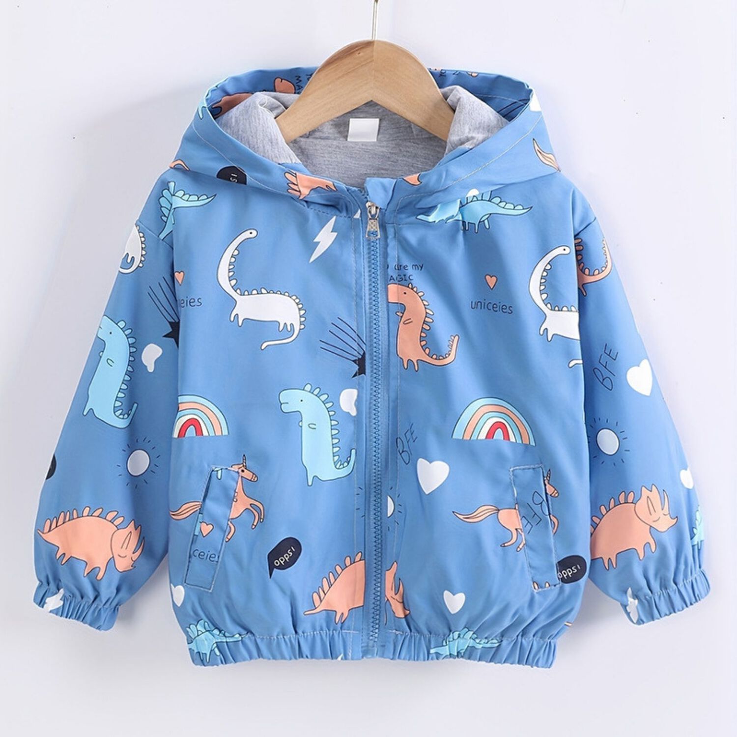 Cortaviento Impermeable Chaqueta Estampado Ni&ntilde;o Beb&eacute; Orange Colored Dinosaurs image number 0.0
