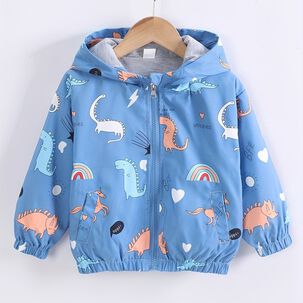 Cortaviento Impermeable Chaqueta Estampado Ni&ntilde;o Beb&eacute; Orange Colored Dinosaurs