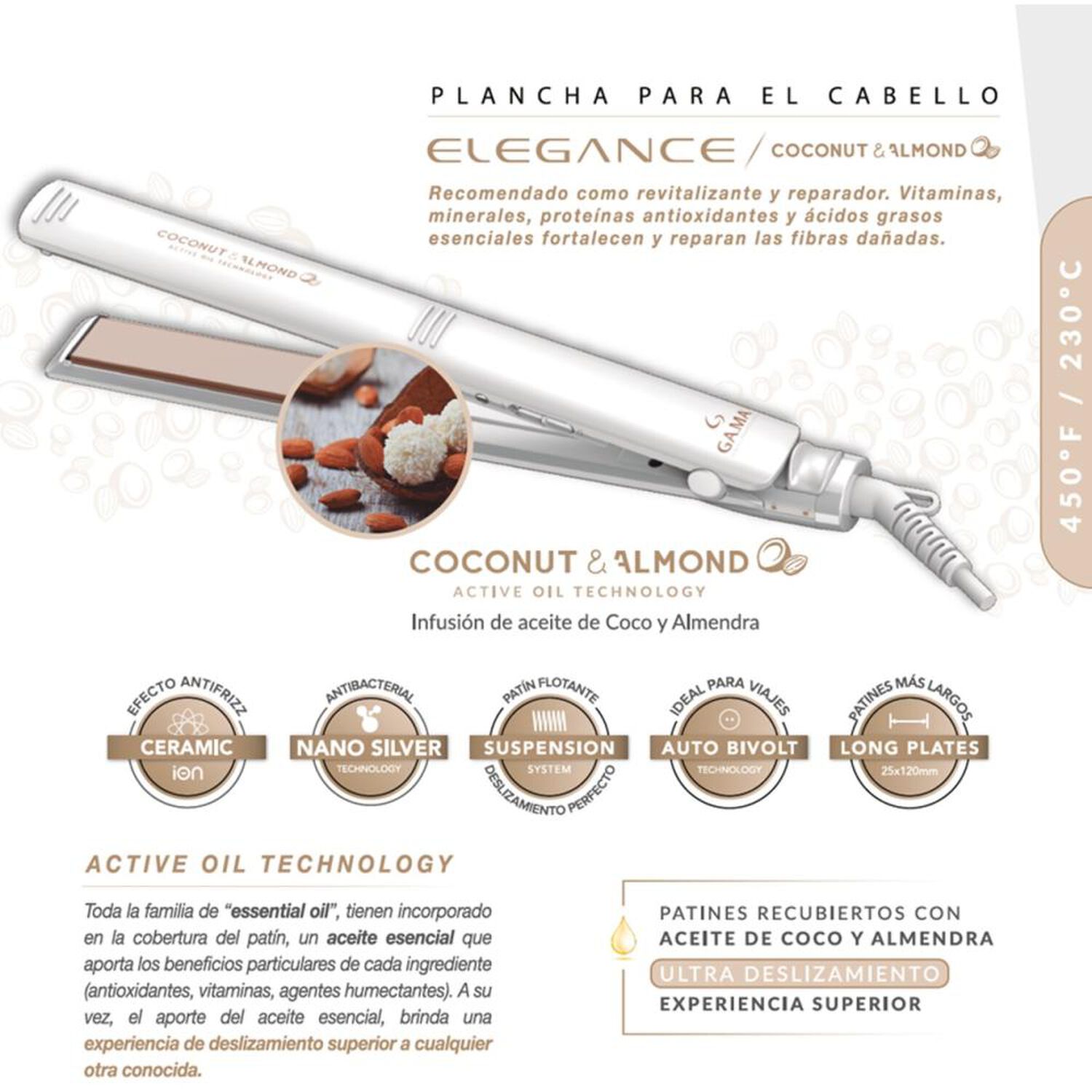 Alisador Gama Elegance Coconut Almond ST image number 3.0