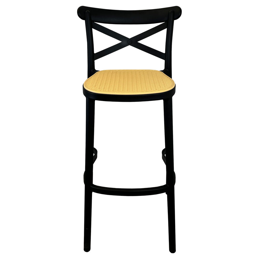 Pack 2 Taburetes Bar Crossback Negra Asiento Beige image number 2.0