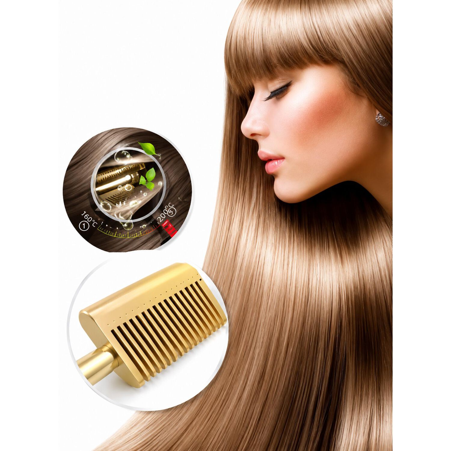 Peine Cepillo Alisador Profesional Gold Ceramic Unisex image number 6.0