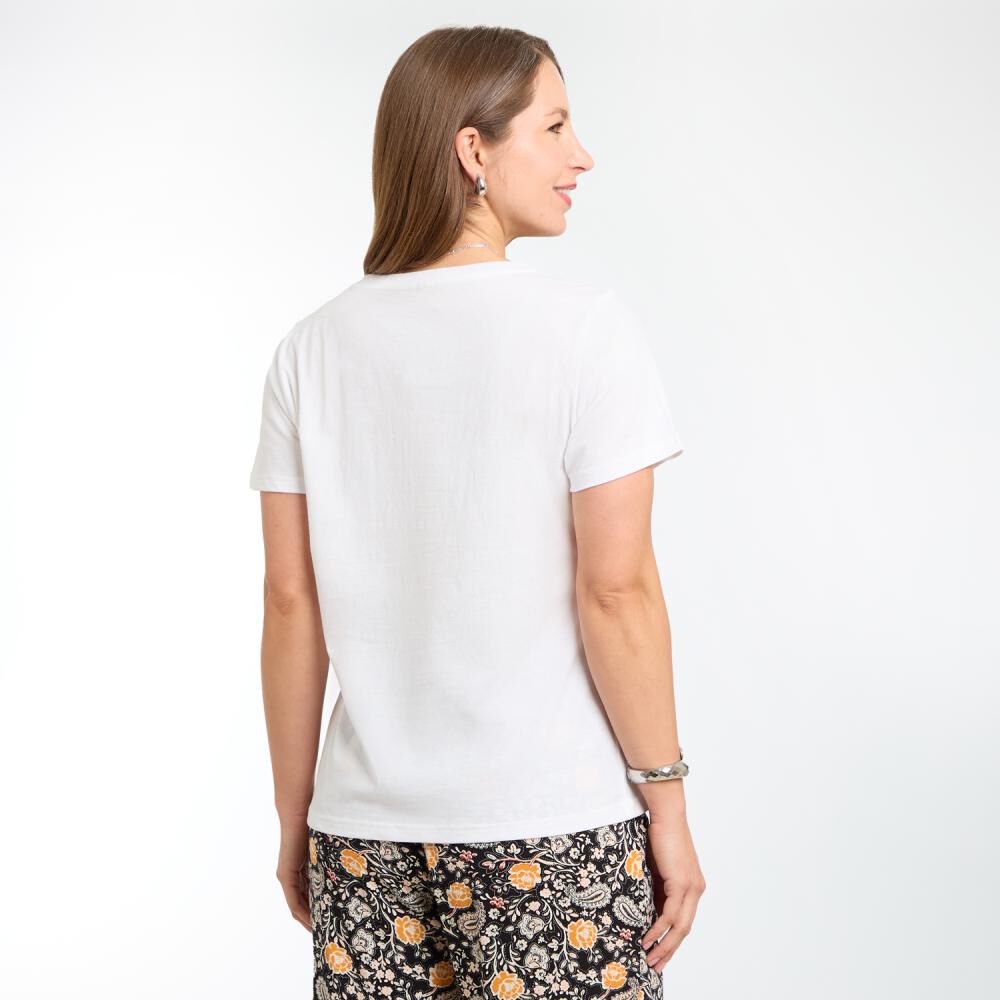 Polera Lisa Aplicación Strass Manga Corta Cuello V Mujer Geeps image number 3.0