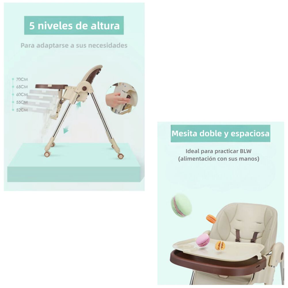 Silla De Comer Multiposiciones Plegable Dorada Lubabycas image number 7.0
