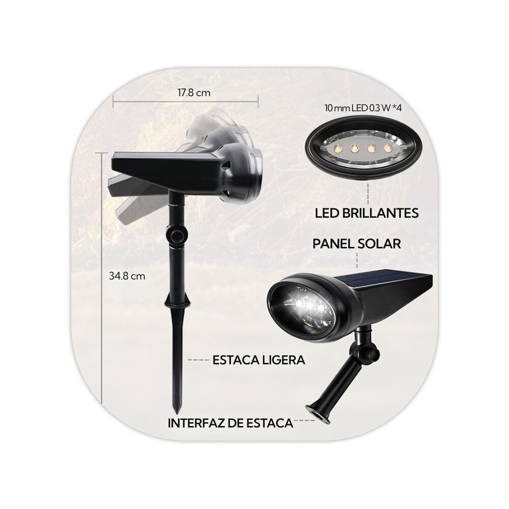 Foco Led Solar Contra Agua Estaca image number 6.0