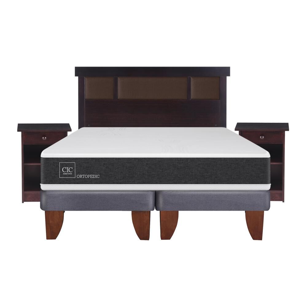 Cama Europea Cic Ortopedic / 2 Plazas / Base Dividida + Set De Maderas image number 0.0