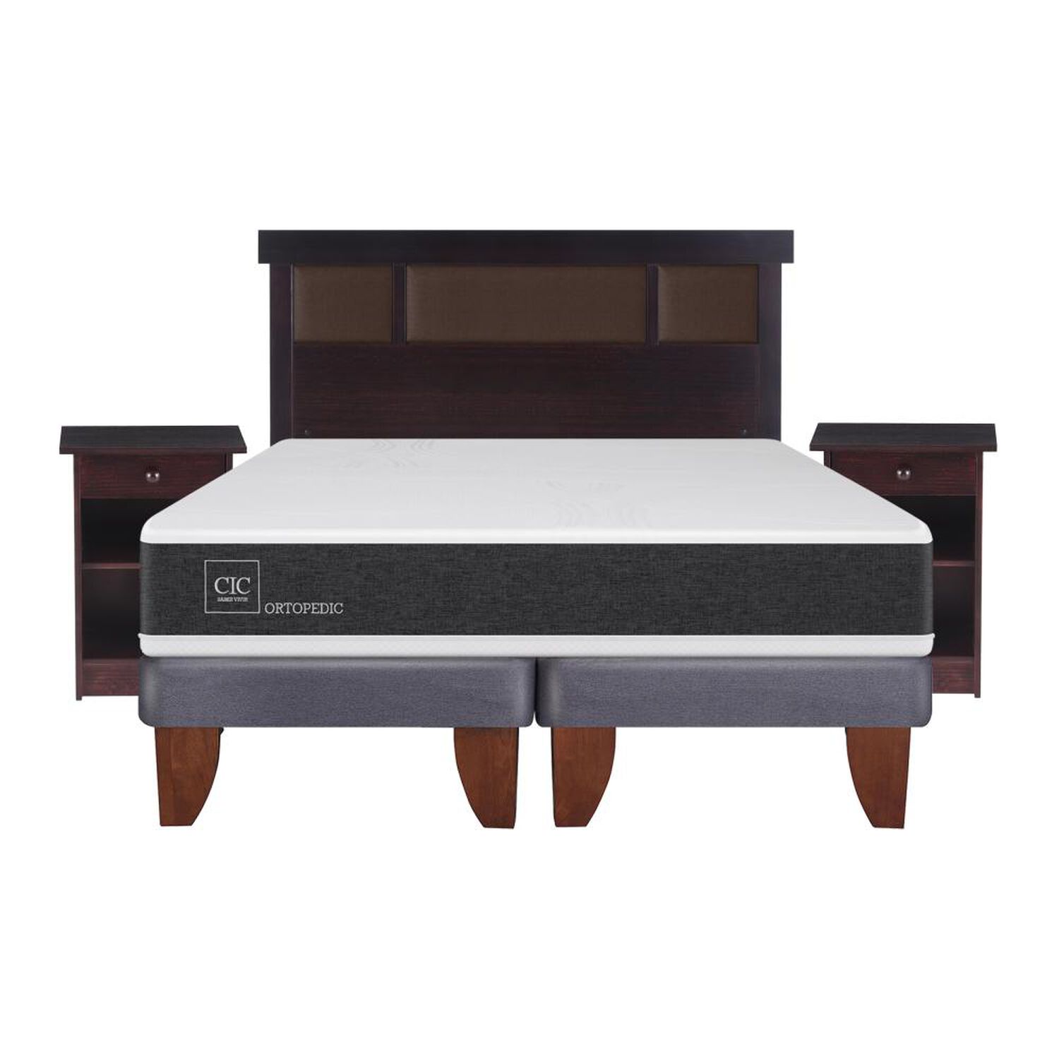 Cama Europea Cic Ortopedic / 2 Plazas / Base Dividida + Set De Maderas image number 0.0