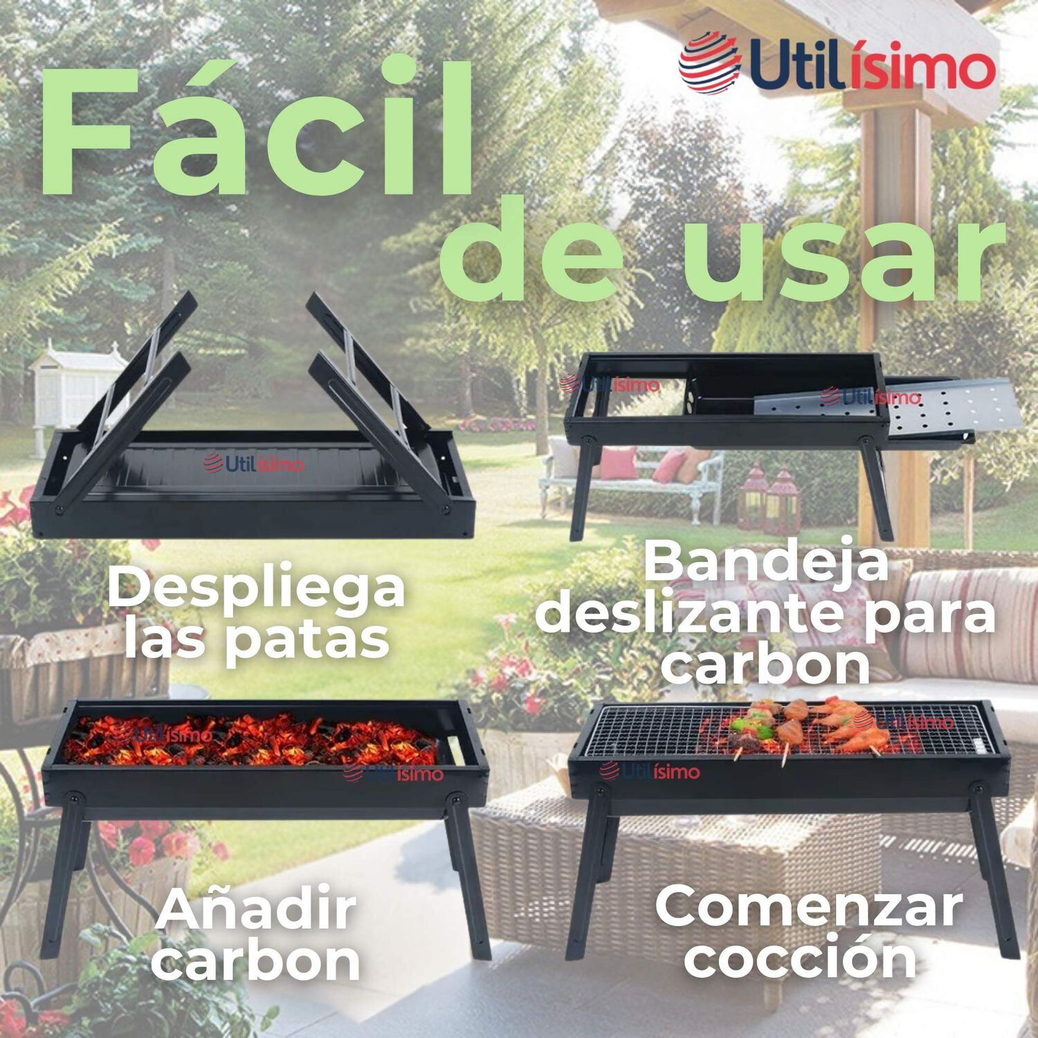 Mini Parrillera De Carb&oacute;n Plegable Port&aacute;til Acero image number 2.0