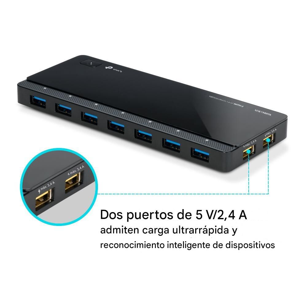 Hub 7 Puertos Usb 3.0 + 2 Puertos Cargadores (uh72 image number 3.0