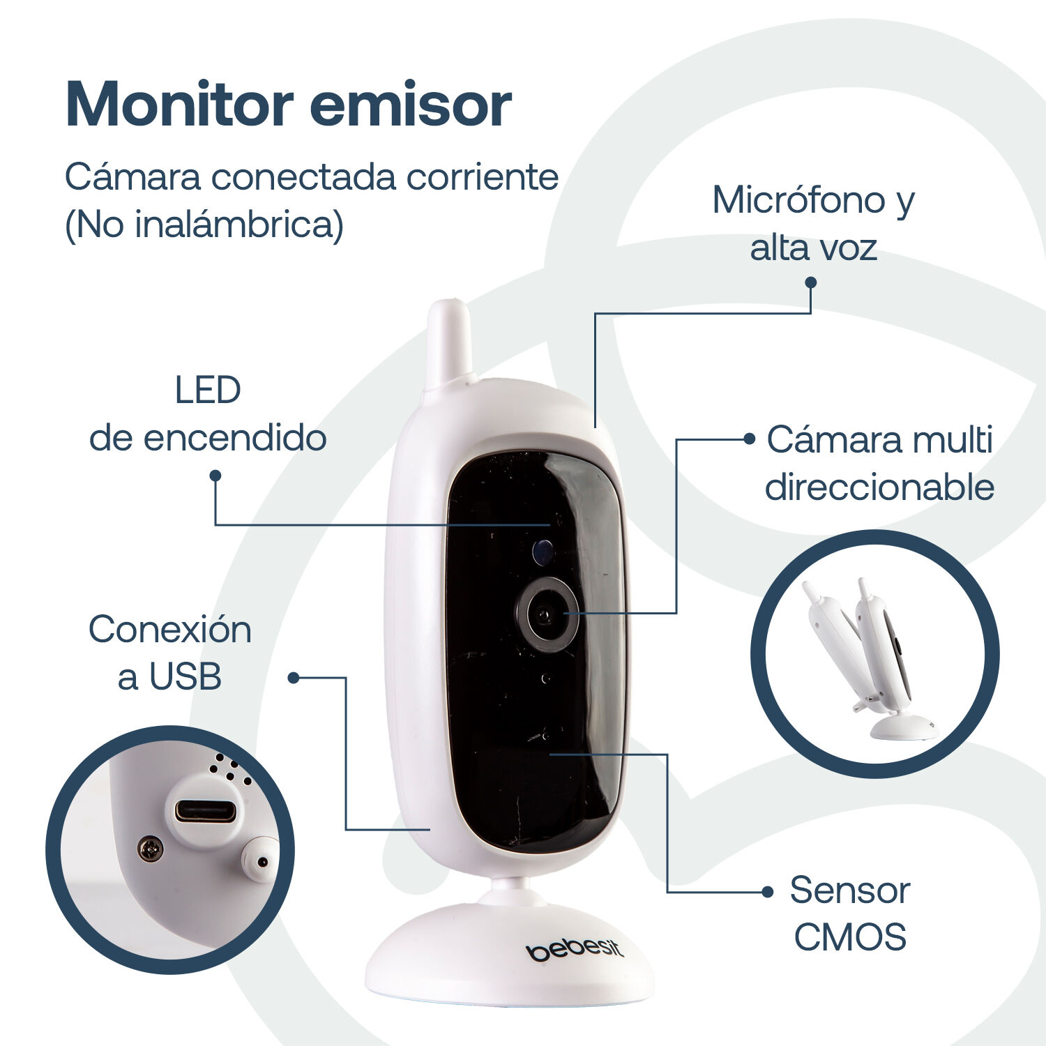 C&aacute;mara Monitor Portatil Bebe Lcd 2.4 Visi&oacute;n Nocturna Bebesit image number 2.0