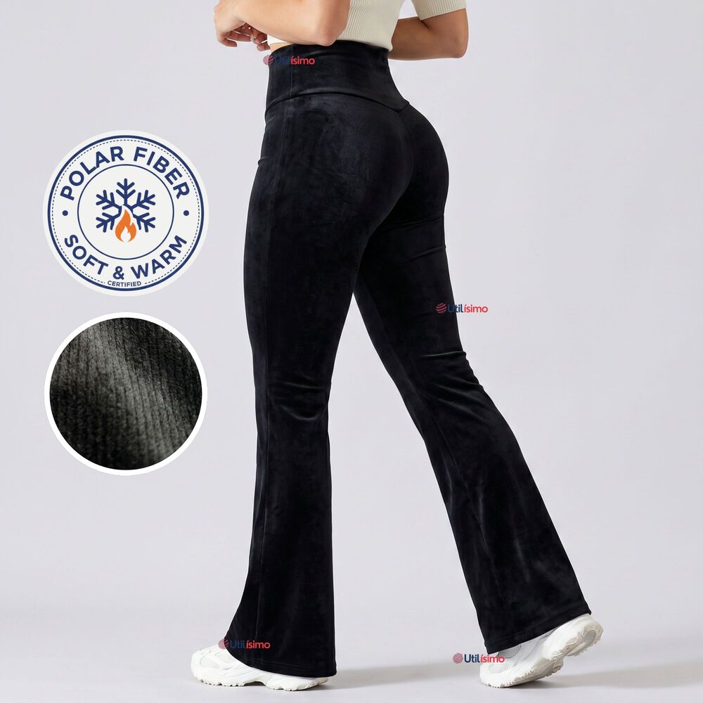 Pantal&oacute;n Cotel&eacute; Palazzo Polar Con Chiporro Elasticado T&eacute;rmico Negro image number 0.0