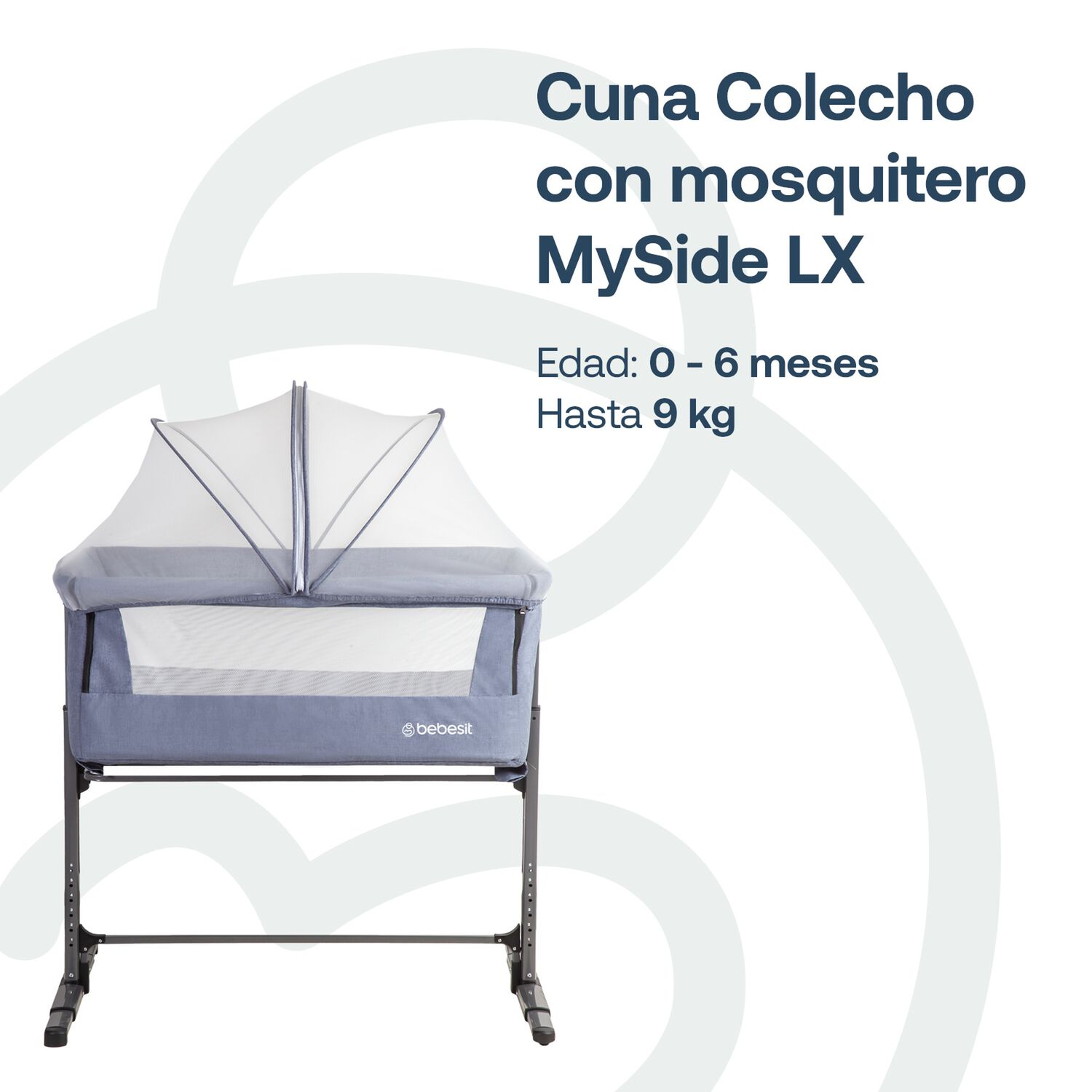 Cuna Colecho Con Mosquitero Myside Lx Azul Bebesit image number 1.0