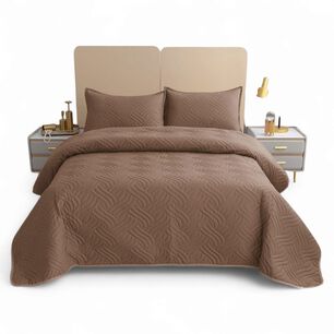 Colcha De 1.5 Plazas Cobertor Para Cama 180cm X 230cm Quilt De Verano Cubrecama Color Caf&eacute;
