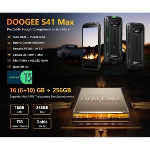 Celular Rugged Doogee S41 Max Resistente A Golpes, Polvo, Humedad Y Agua / Desbloqueo Facial Y Con Huella Dactilar, Nfc, Radio Fm, Verde