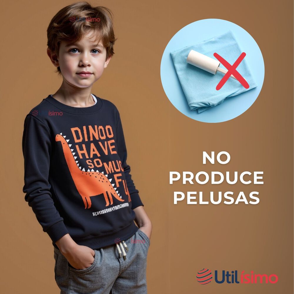 Poler&oacute;n Ni&ntilde;o Manga Larga 100% Algod&oacute;n Negro Dinosaurios image number 6.0