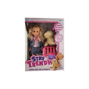 Mu&ntilde;eca Trendy Girl Travel With Her Pet De Luxe / 46 Cm