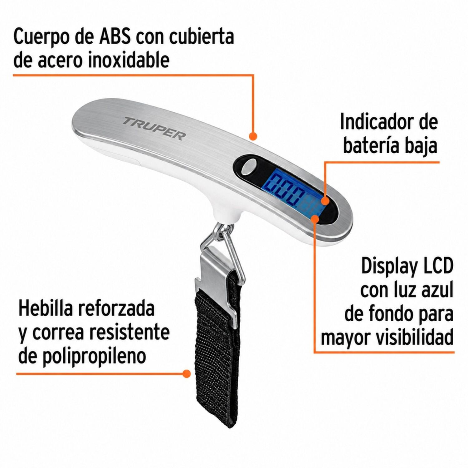 Balanza Digital Truper 50kg Lcd Equipaje Maletas Port&aacute;til image number 1.0