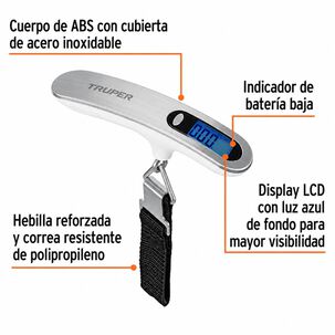 Balanza Digital Truper 50kg Lcd Equipaje Maletas Port&aacute;til