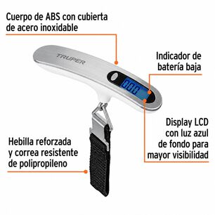 Balanza Digital Truper 50kg Lcd Equipaje Maletas Port&aacute;til
