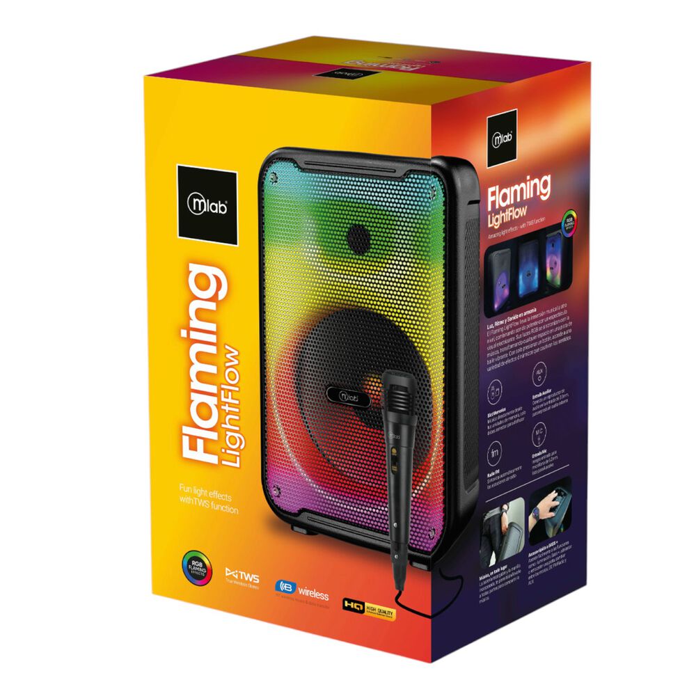 Parlante Bluetooth Flaming Light Flow 8" Rgb 20w Rms C/ Mic image number 4.0