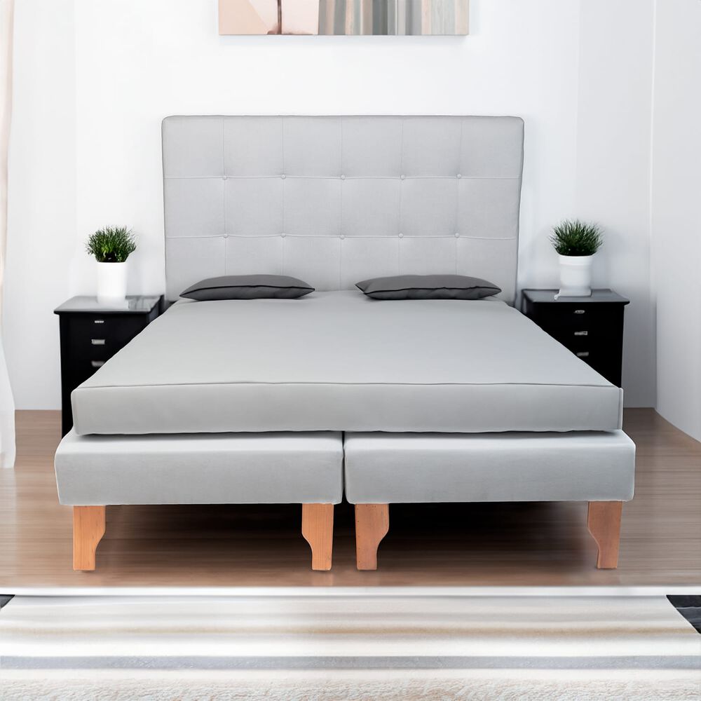 Cama King Lino Gris Claro image number 2.0