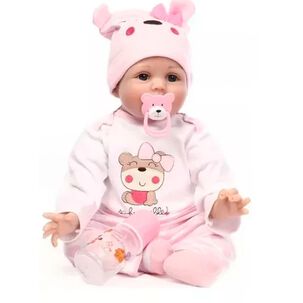 Juguete Muñeca Realista 55cm Pijama Rosado Infantil