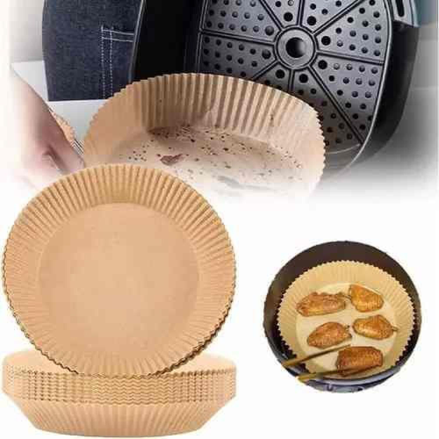 Forros Desechables Antiadherente Freidora 100 Pcs Air Fryer image number 2.0