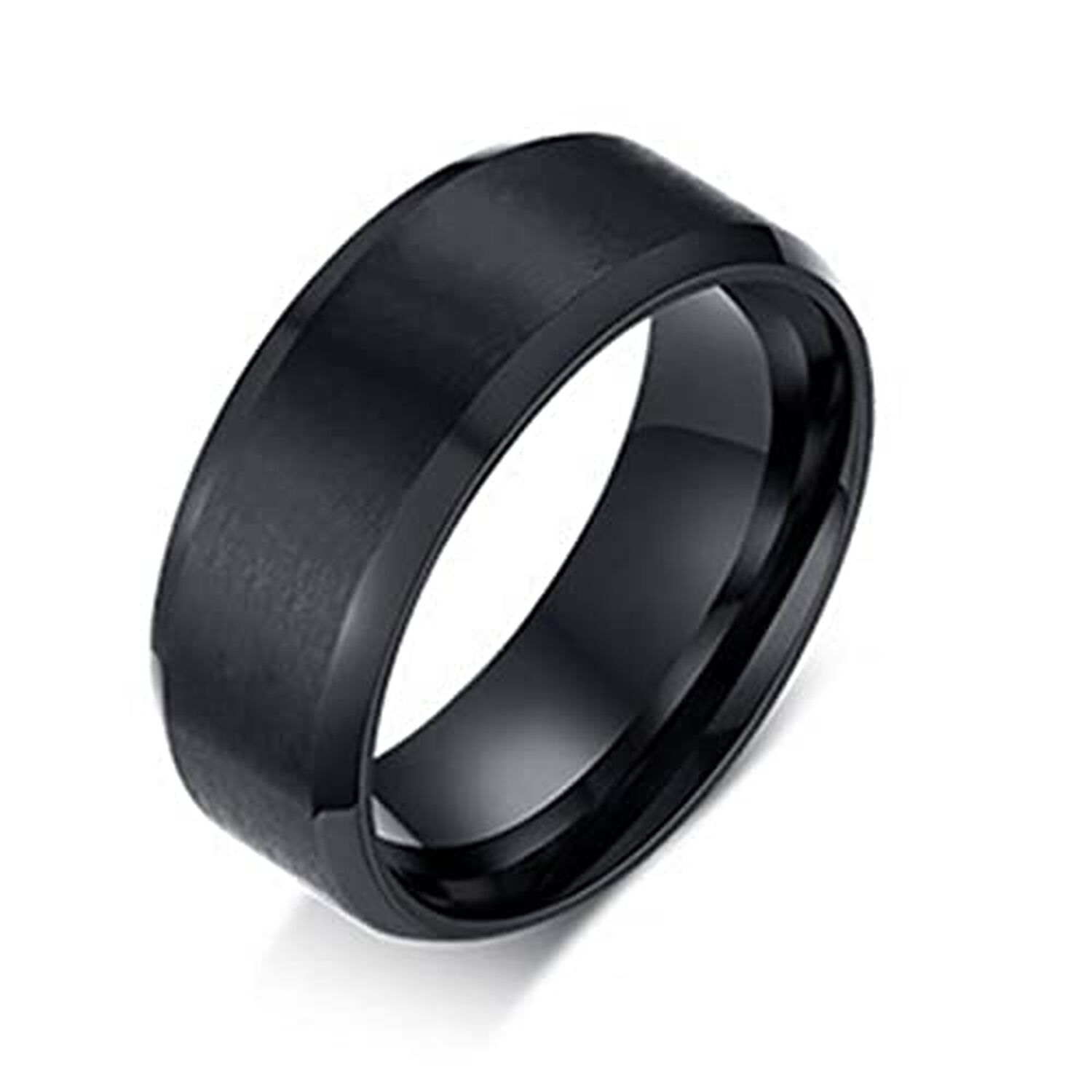 Anillo Titanio Moda 2023 Acero Quirurgico Acero Inoxidable Chile Hombre Caballero Dama Cuadrado Dorado Negro Y Plata/talla 12 image number 0.0