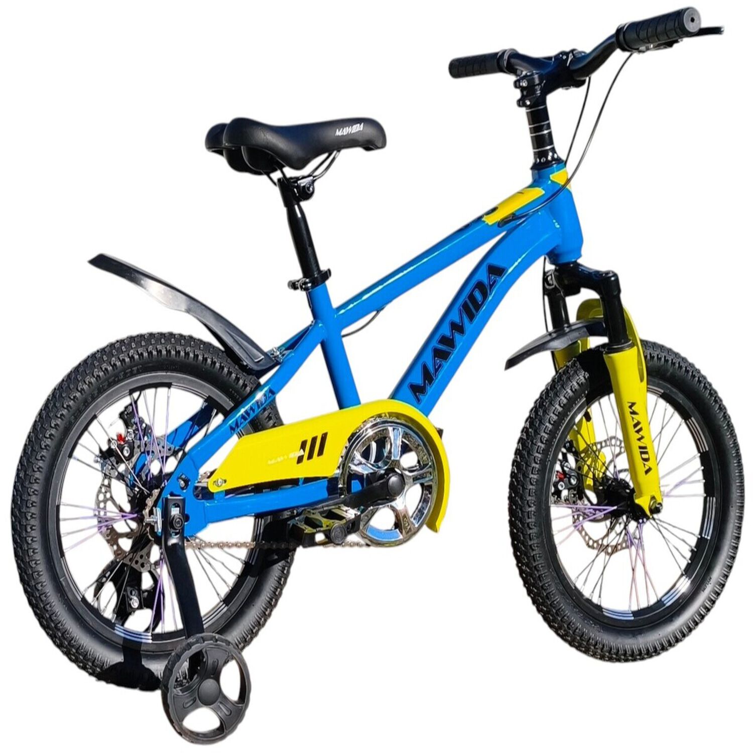 Bicicleta Aro 16 Mawida Con Freno Disco Azul Amarillo image number 4.0