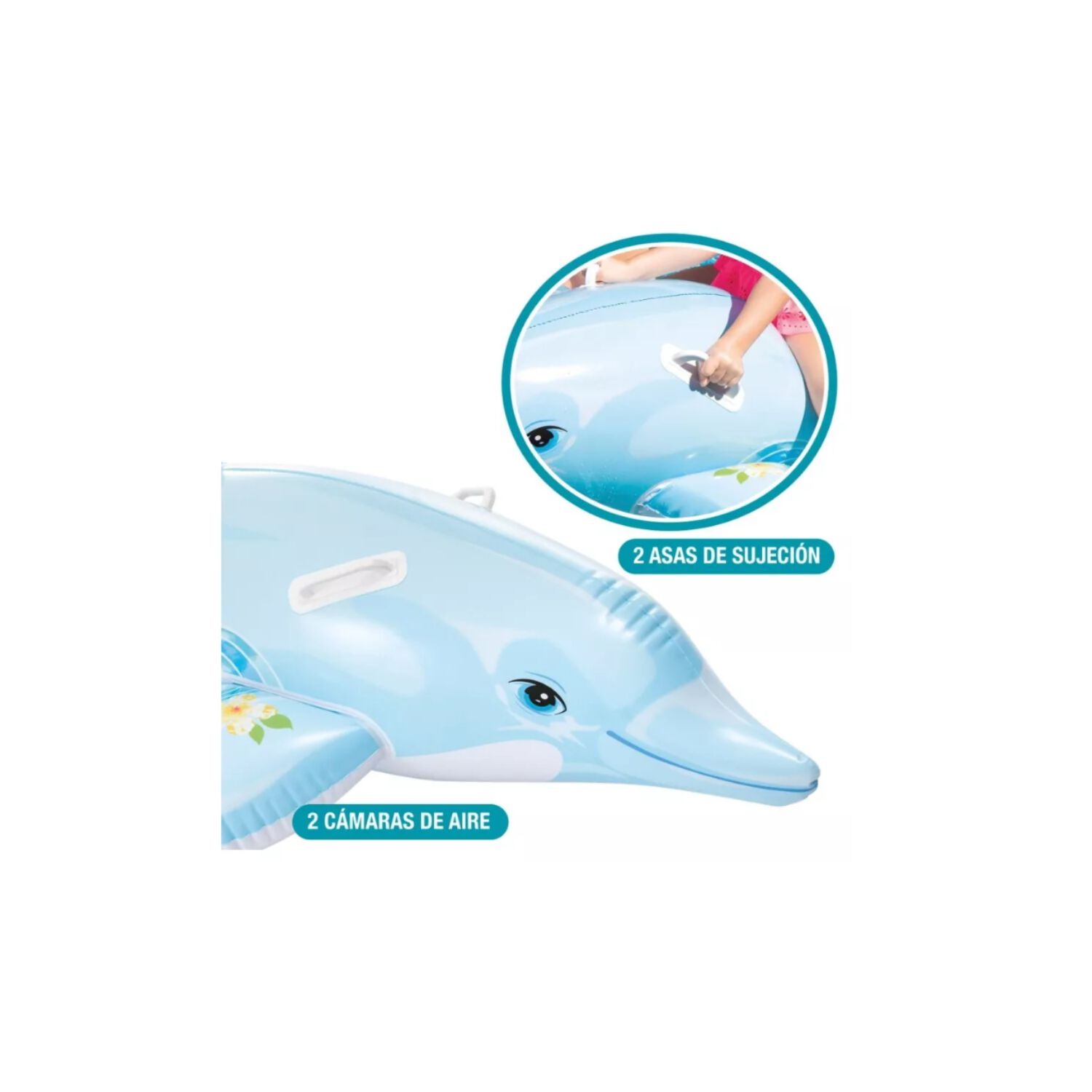 Flotador Inflable Delf&iacute;n Montable Con Asas Intex 175cm Ni&ntilde;os image number 2.0