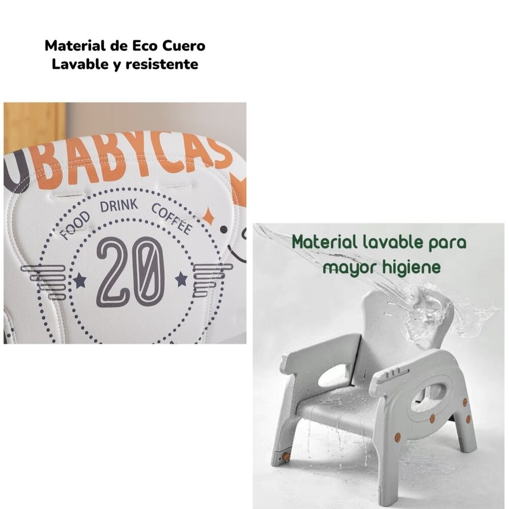 Silla De Comer Multifuncional Con Ruedas Naranja Lubabycas image number 3.0